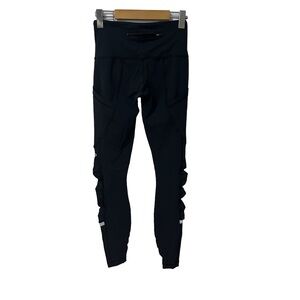 Lululemon Black Leggings with Side Ruffles